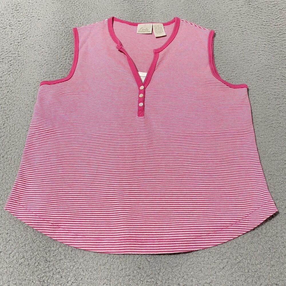 Vintage Fiorlini Top Womens Large Pink White Striped Barbie Kawaii Cute Goth Y2K